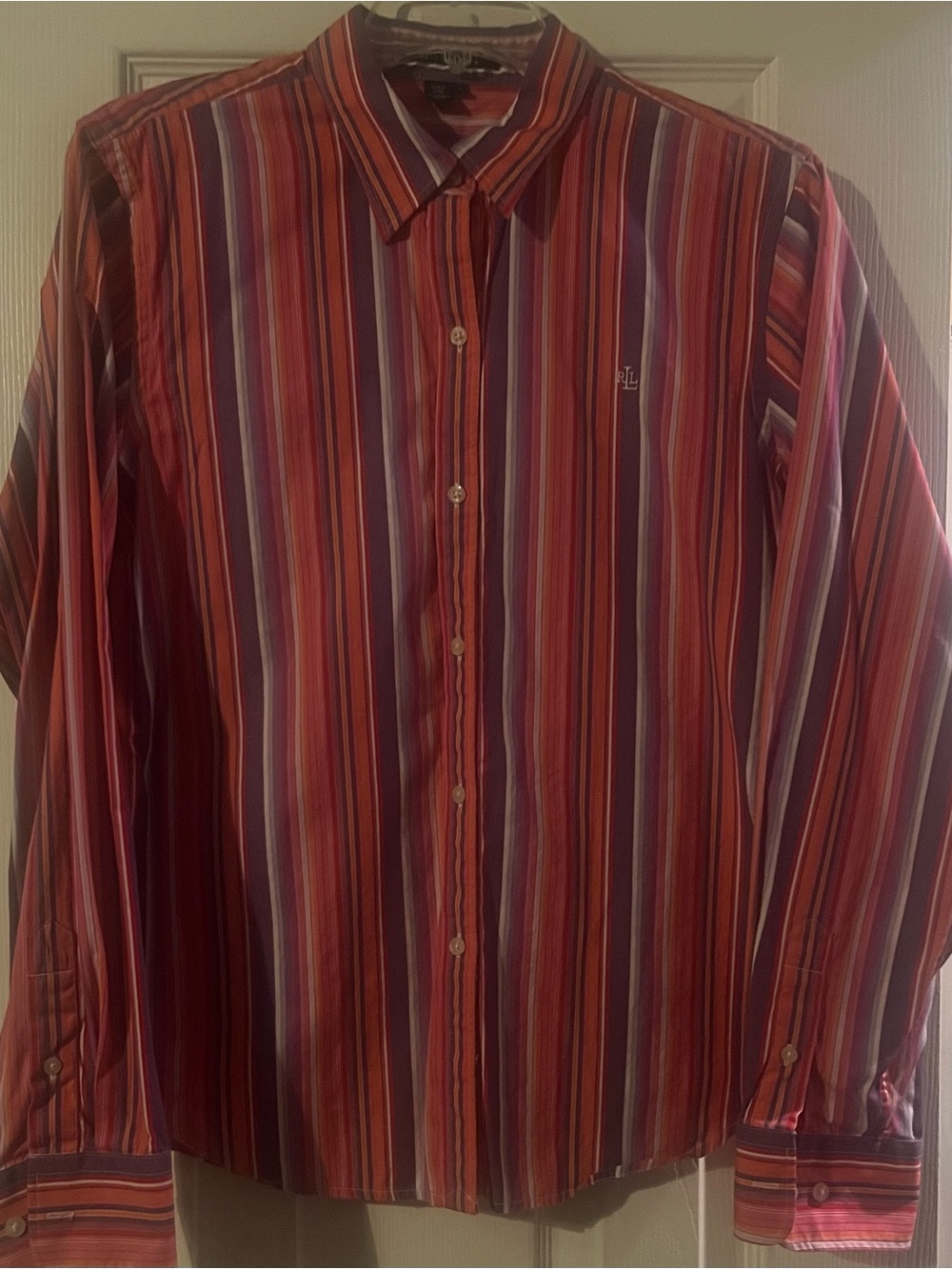 Polo by Ralph Lauren Red and Purple Striped Button-Down Shirt